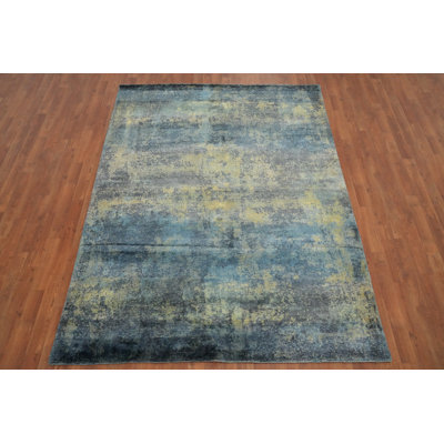 Tapis à motif abstrait délavé à la main 6 x 8