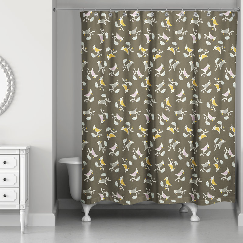 Rideau de douche simple oiseau Happel, Brun