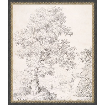 «Landscape A Shepherd and His Goats Walking By A Tree» par I Inghivami, art mural sur toile