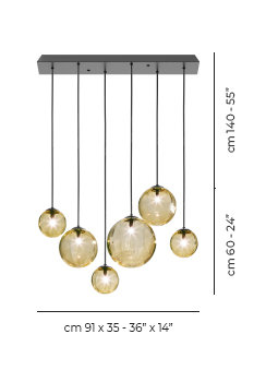 Puppet Suspension L6 Smoky Transparent Matt Black 1 G9 Ul, Matte Black, Amber Transparent