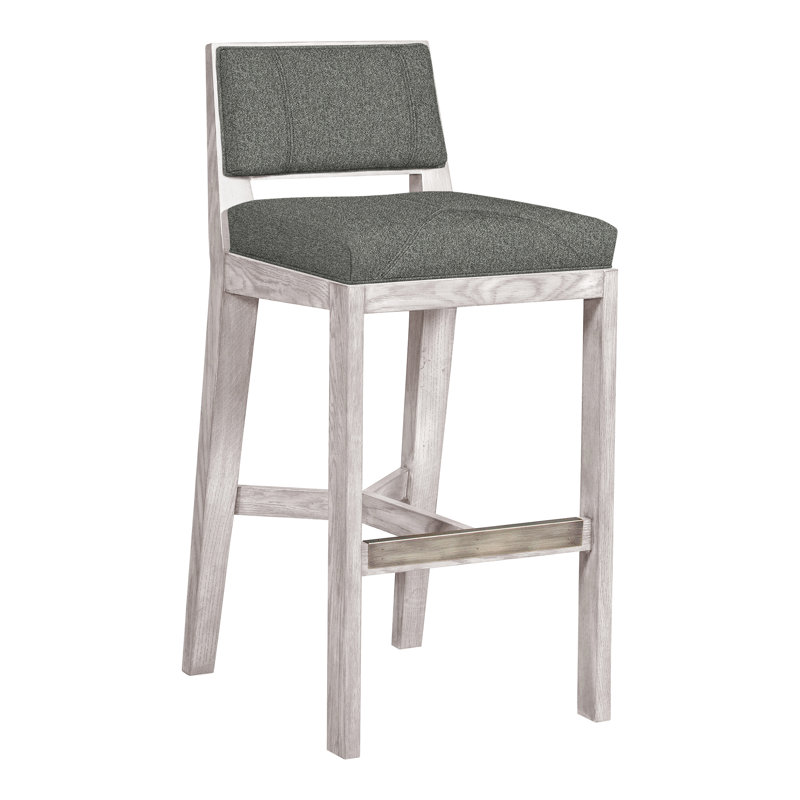 Scoville By Thom Filicia Upholstered Counter Stool with Solid Wood Frame, Dove Gray, Ian Pewter