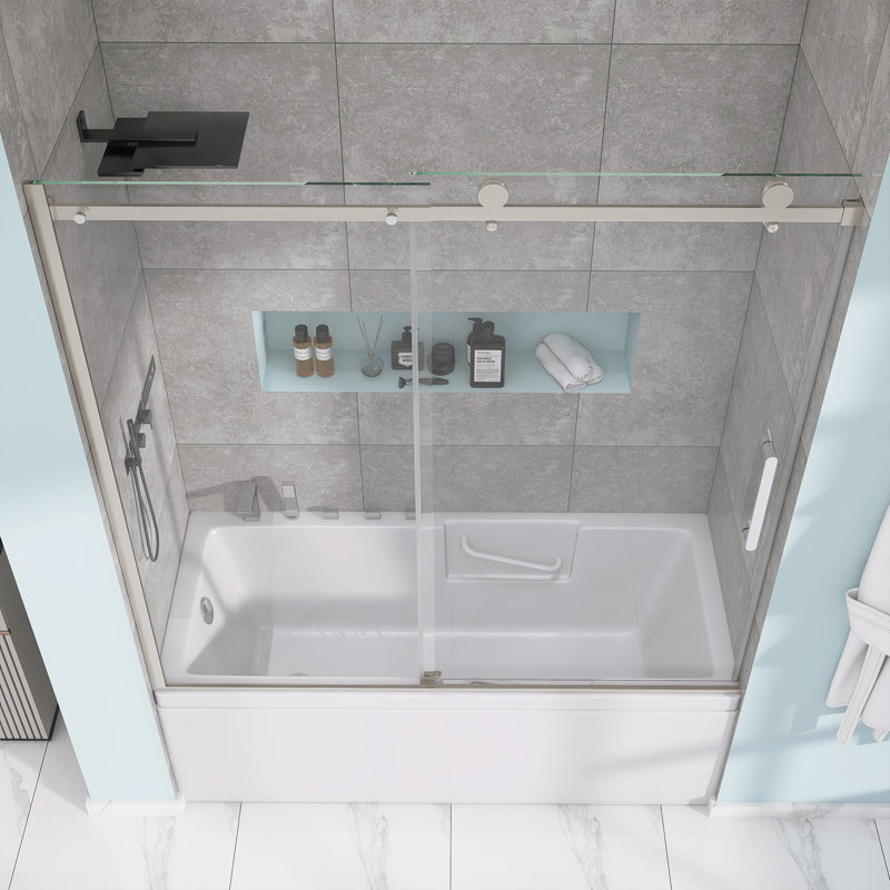 Portes de douche et de baignoire - l 59,00 po x H 60 po, Noir mat