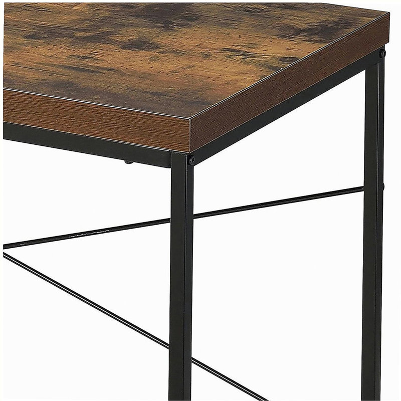 Bureau d'écriture en chêne patiné et noir avec base en métal