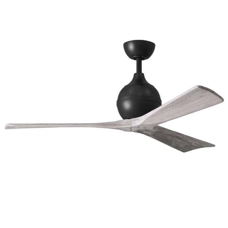 Ventilateur de plafond à 3 pales Irene, Noir mat, 52", Ton bois de grange