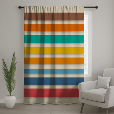 Rideaux multicolores à rayures horizontales, voilages et voilages à rayures - 1 panneau