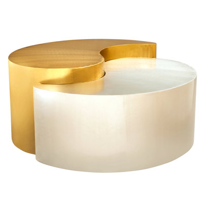 Ying Yang Modern & Contemporary Style Coffee Table Made With Metal Frame In Gold