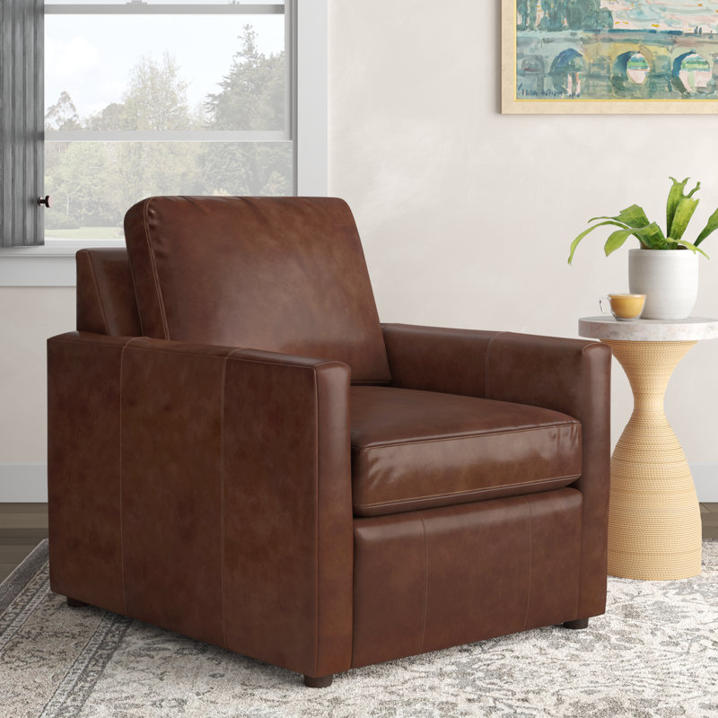 Savannah Upholstered Armchair, Bistro Rustic Genuine Leather