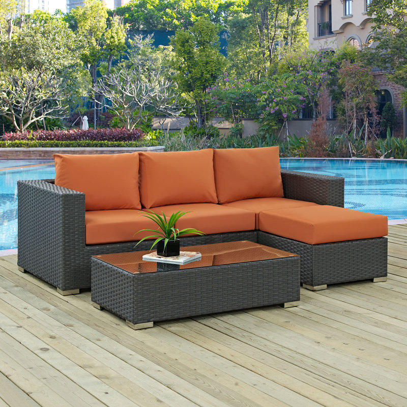 Ensemble modulaire d'extérieur Sunway 3 pièces Modway, Toile Sunbrella® toscan