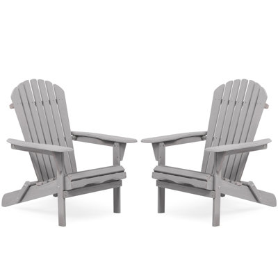 2 chaises pliantes en bois massif de couleur grise pour la terrasse, le jardin, la pelouse, la cour, la terrasse, le bord de la piscine, la cour