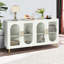 Meuble télé pour téléviseur de 65 pouces et plus, armoire de rangement et tablettes réglables, console antique avec porte en verre flou-1347806118