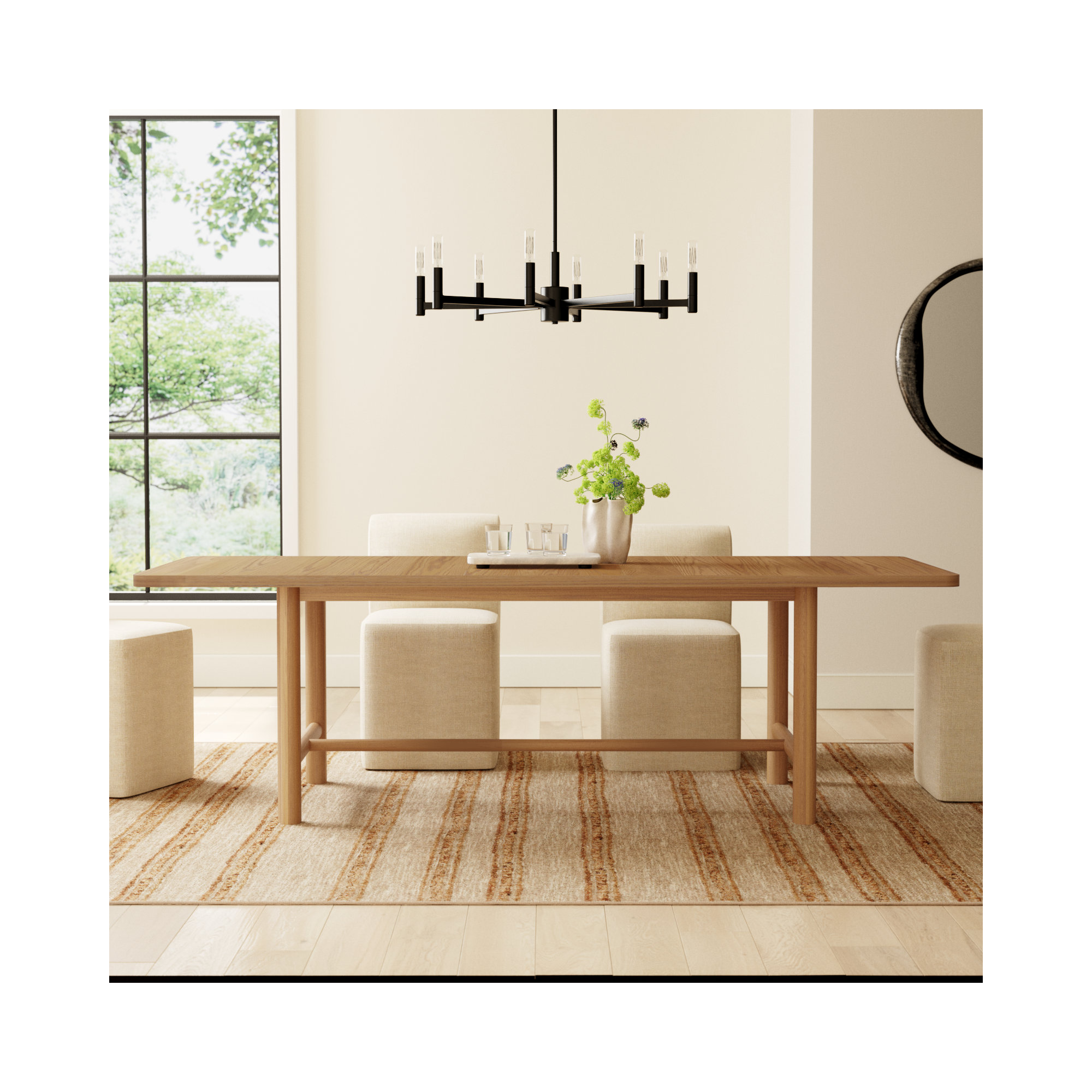 Kaplan Wood Extendable Dining Table, Natural