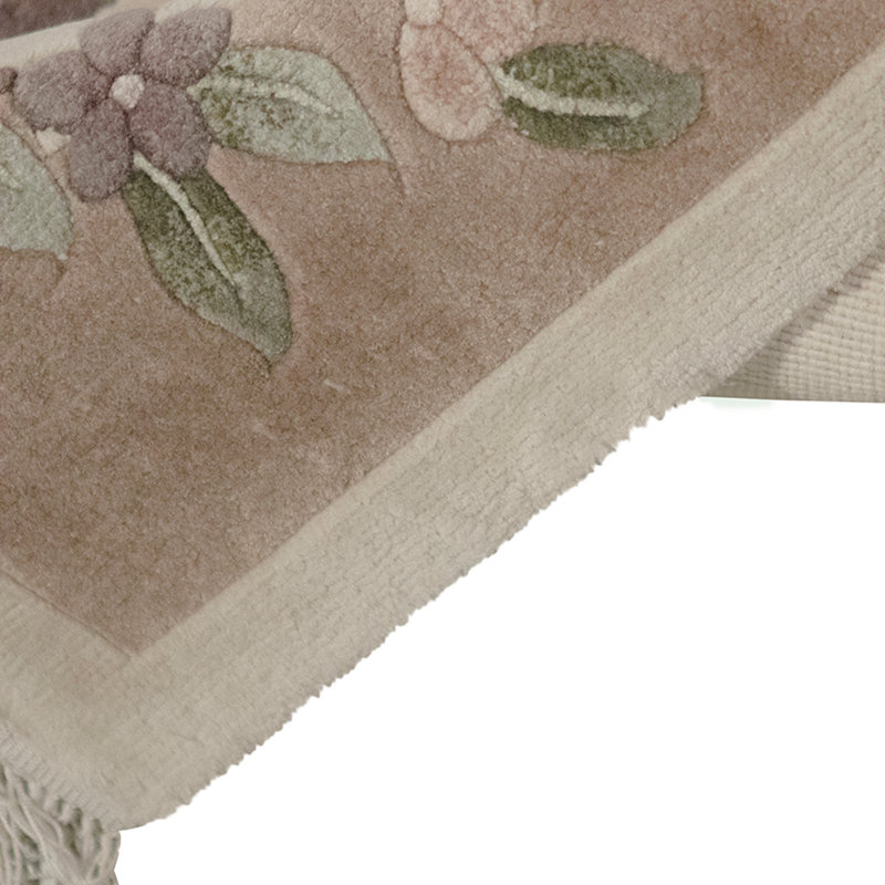 Hand Knotted Silk Area Rug in Rose And Brown
