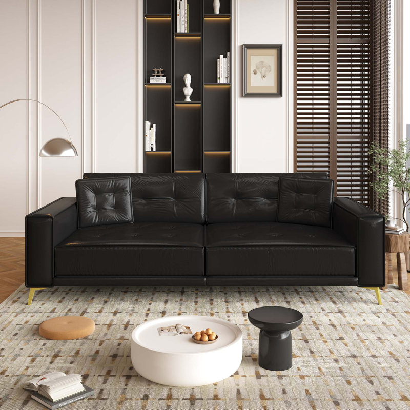 CanapÃ©-lit moderne Ã  capitonnage et accoudoirs extra-larges, Black