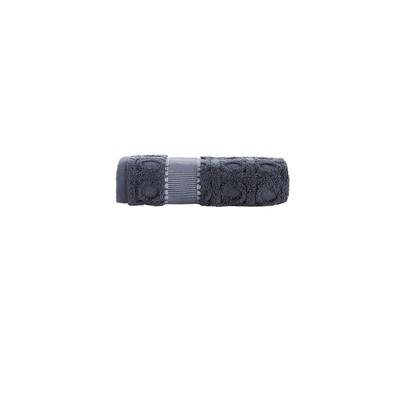 Turkish Cotton Plush Jacquard Hand Towel, Anthracite
