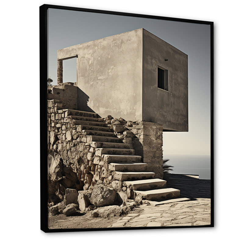 Harmonie des éléments, minimalisme, paysage, H 20 po x l 12 po x P 1 po, Cadre flottant noir