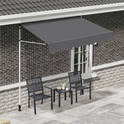 118" L Manual Retractable Awning For Patio Balcony Courtyard