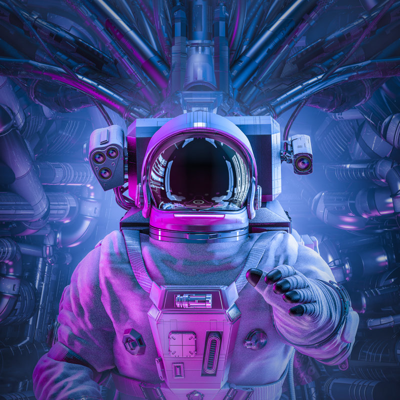 Space Capsule Astronaut by Grandeduc - Wrapped Canvas Print, 76cm H x 76cm W x 3.8cm D