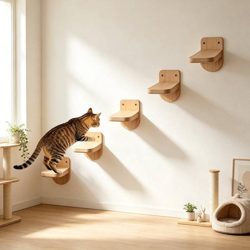 Set of 5 Wall Mount Cat Floating Platforms