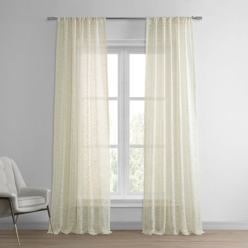 Deerk Open Weave Textured Sheer Curtains for Bedroom & Living Room Curtains - Single Panel Drapes, 50" W x 84" L, Gray