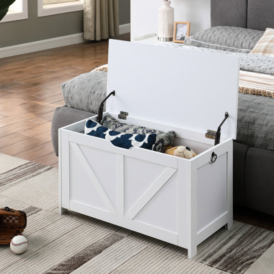 Banc de rangement pour hall d'entrée, couleur blanche, panneau de particules, assemblage rapide, coffre rétro spacieux pour chaussures, 2 charnières, construction, idéal