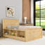 Lit plateforme coulissant en bois avec tablettes de rangement intégrées et lit gigogne-1800491641-1800491621
