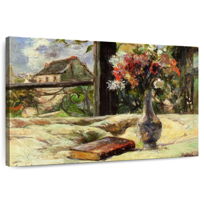 Vase Harnek avec des fleurs sur la fenêtre, H 16 po x l 24 po