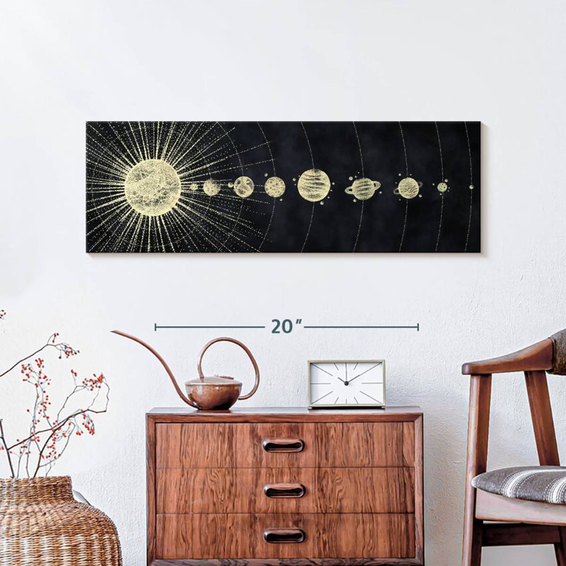 Système solaire minimaliste sur toile, H 10 po x l 30 po x P 1,25 po