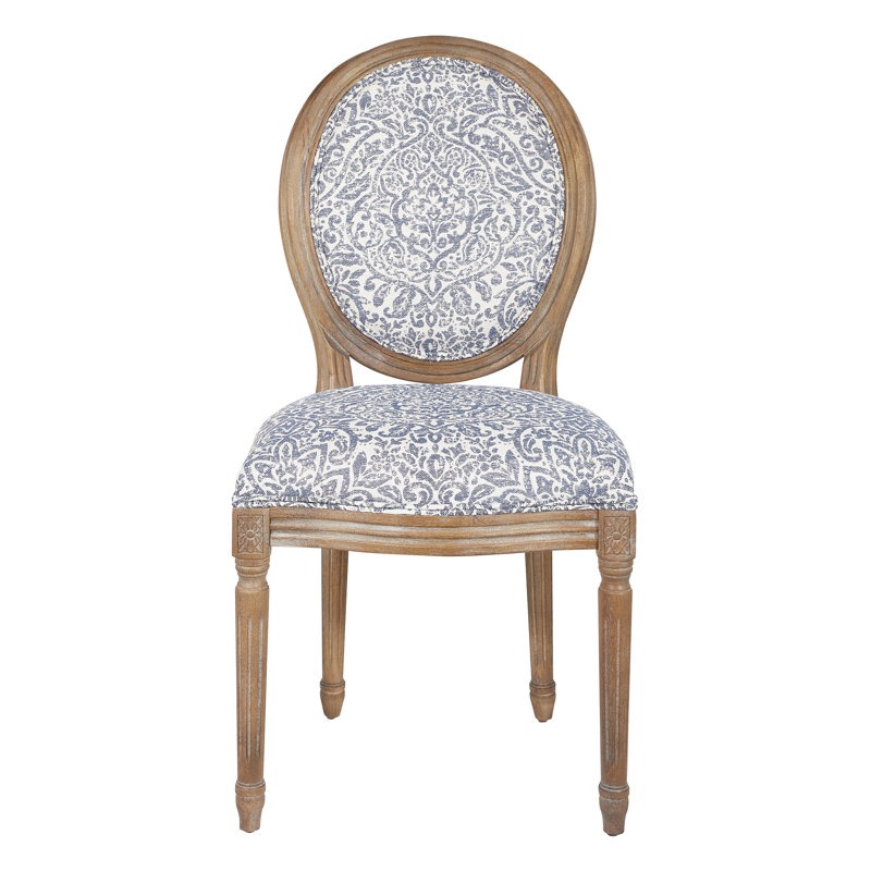 Adwolf 19.25'' H Upholstered Side Chair, Damask Navy