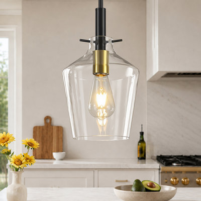 Levona Clear Bell Pendant Light, E26 Base, 9.8" Dia X 55.3" H