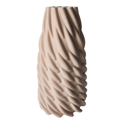 Modern Stoneware Vase With Sculpted Spiral Texture And Ribbed Vertical Detailing In Celine Trend Style For Contemporary Decorative Accents