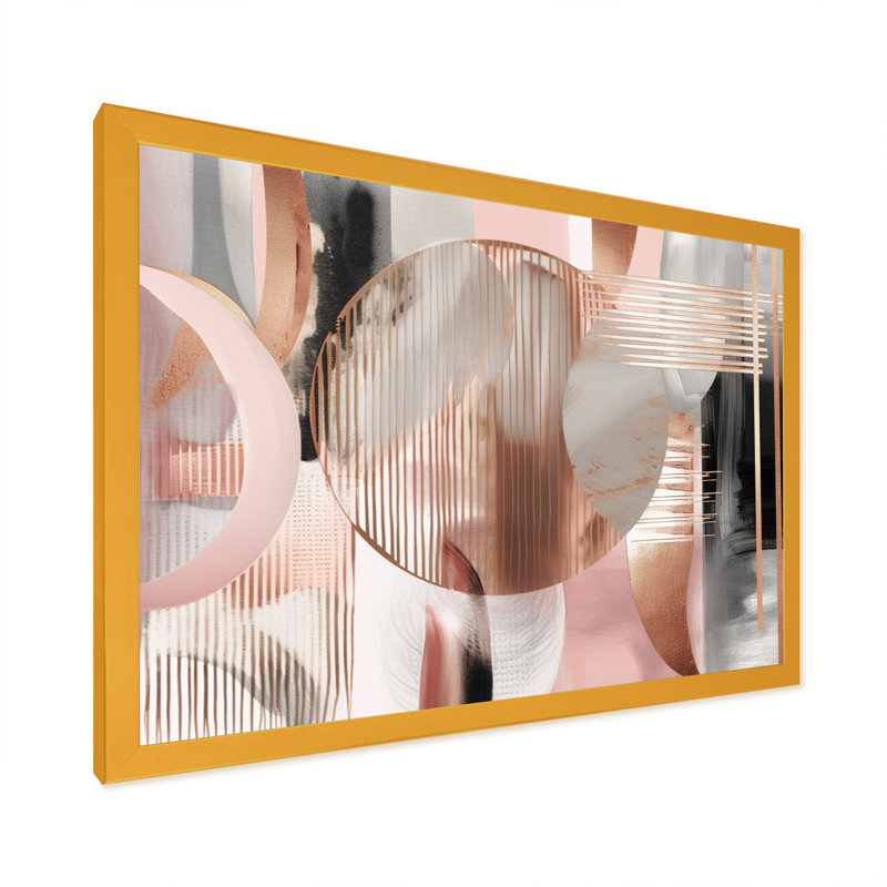 Rayures et lignes roses, art moderne IV - formes abstraites, décoration murale transitionnelle, H 34 po x l 44 po