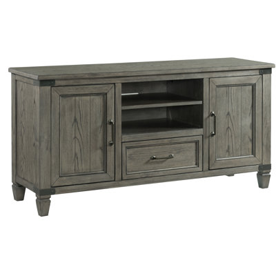 Harpersfield Foundry Media Console with 2 Shelves, 2 Cabinets, and Shelf, Brushed Pewter, 60" Width