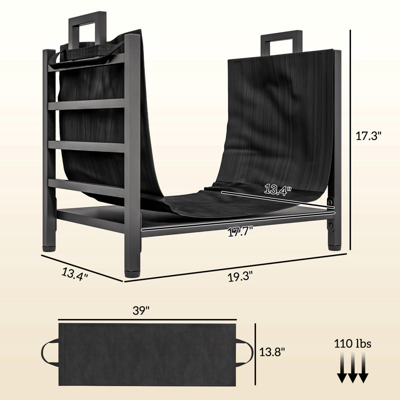 Support à bois pour l'extérieur avec support à bûches amovible Outsunny