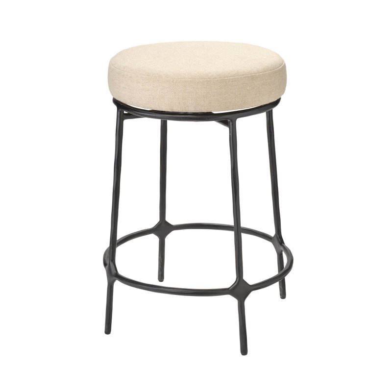 Asteria Iron Counter Stool, Antique Brass, Black