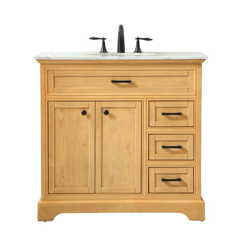 Hermes 36'' Single Bathroom Vanity with Marble Top, Natural