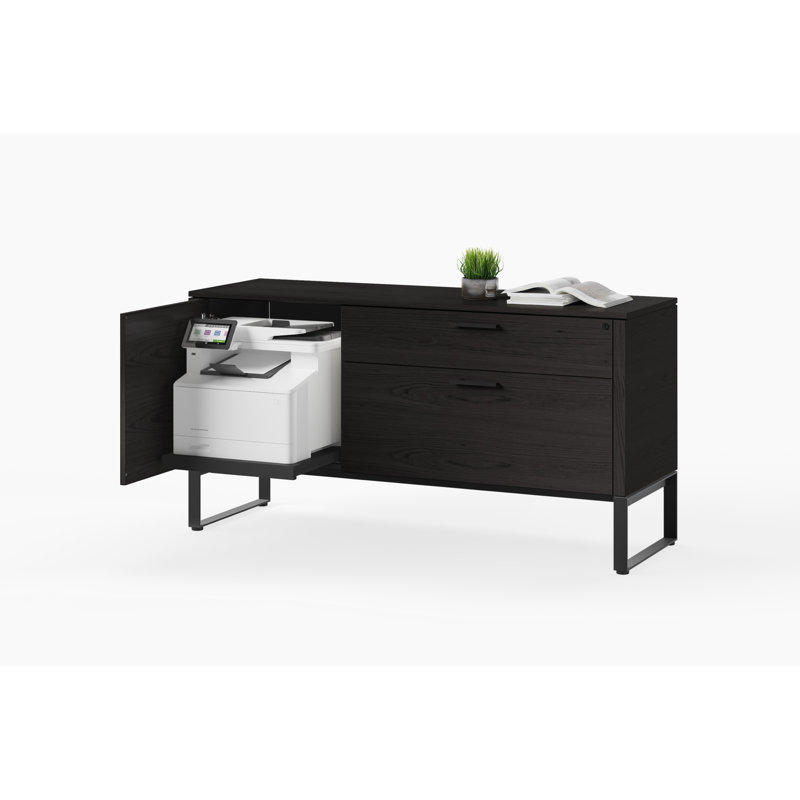 Linea Office Multifunction Cabinet, Charcoal Stained Ash