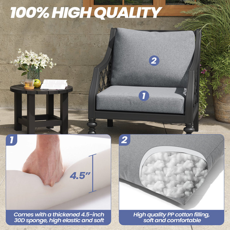Outdoor Deep Seat Cushion Set, Gray