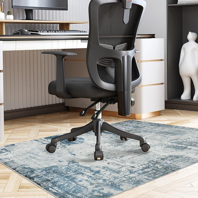 Office Chair Mat for Hard Floors, Anti-Skid, Washable, 90x120cm, Floor Protector, Blue