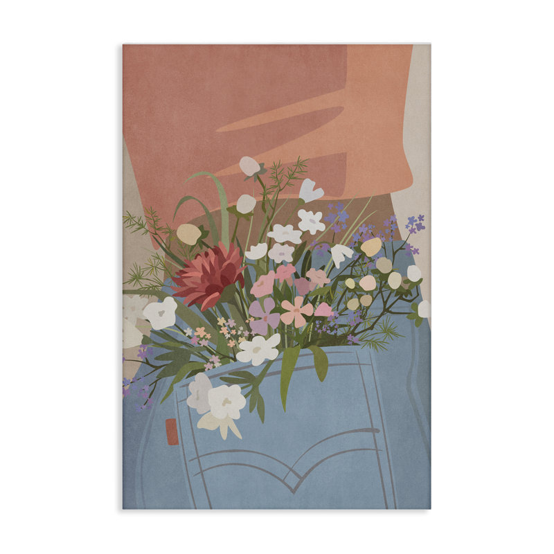 Art mural sur toile Fleurs en jeans par Nataly White, H 45 po x l 30 po