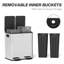  2 x 20L Dual Rubbish Bin Pedal Bin for Recycling and Waste, Gold Tone-113050691