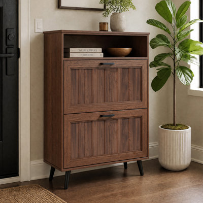 Rangement à chaussures 16 paires avec tablettes réglables, range-chaussures en bois