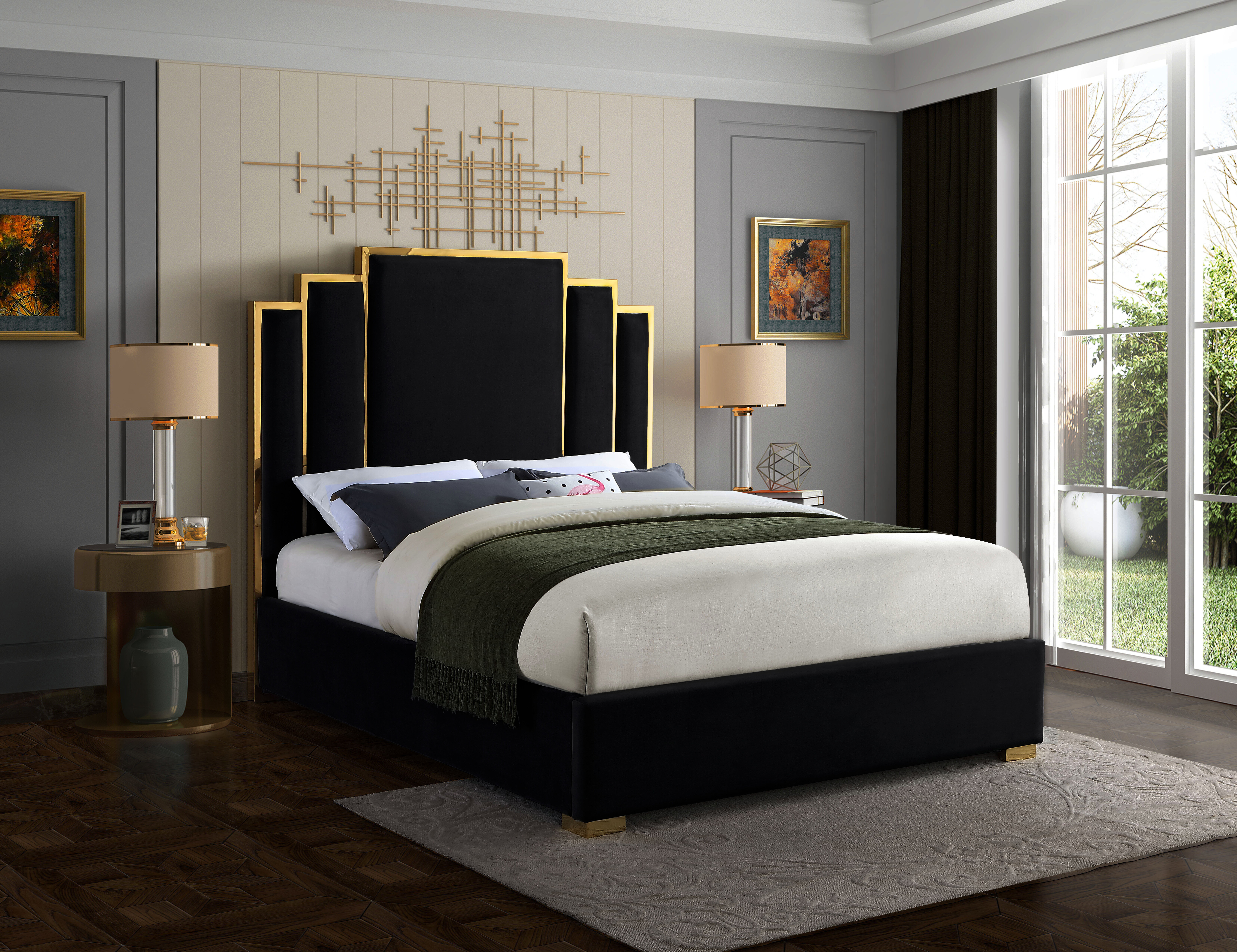 Aeliana velvet upholstered on sale platform bed