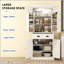Armoire de cuisine de style nordique avec lumières DEL, 6 tablettes de porte, un tiroir et 4 tablettes réglables pour un rangement efficace