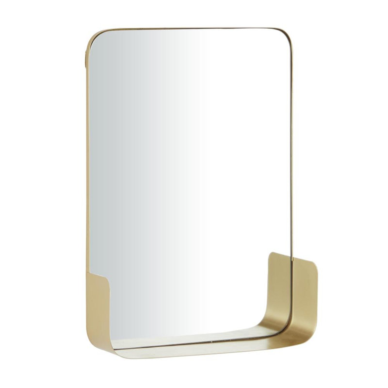 Rectangle Mirror with Shelves, Gold