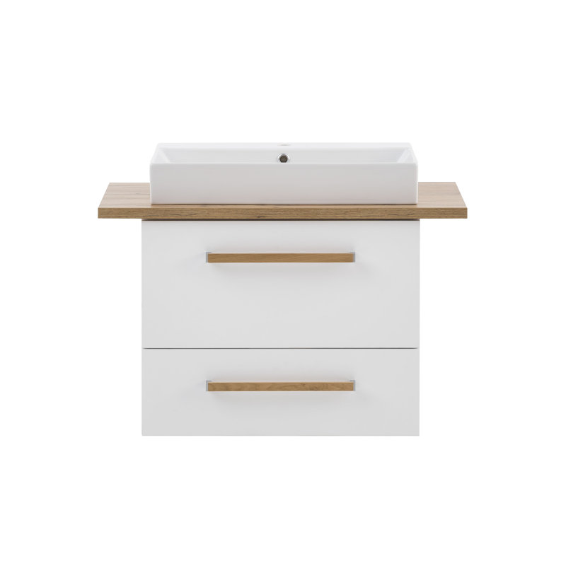 Duo 60 cm Wall-Mounted Washbasin, White