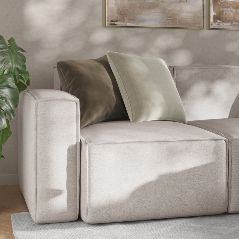 Canapé modulaire avec repose-pieds 4 pièces Bridgetown, Mélange de polyester crème