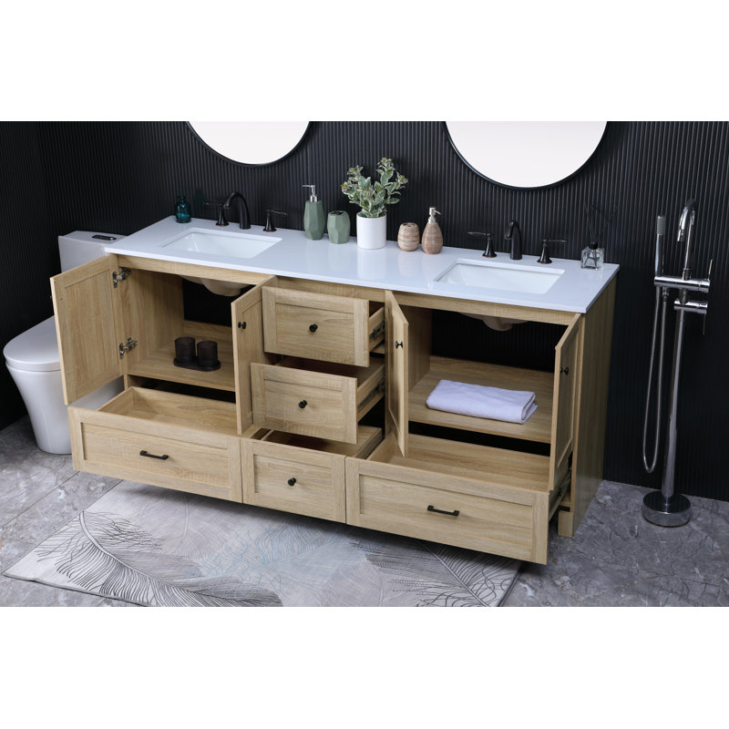 Meuble-lavabo double en bois de manguier l 72 po Soma 