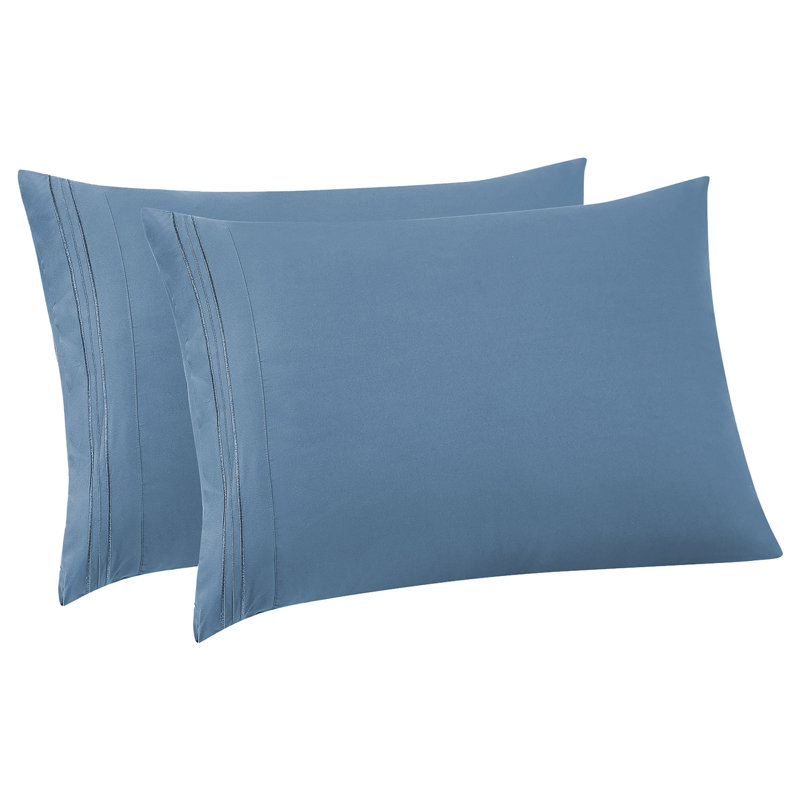 Luxury Embroidered Ultra Soft Microfiber Pillowcases (2-Pack) by Sweet Home Collection®, King Pillowcase, Denim