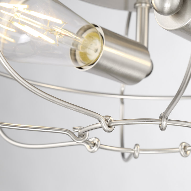 Lyam 2-Light Caged 14" W Flush Mount, Nickel
