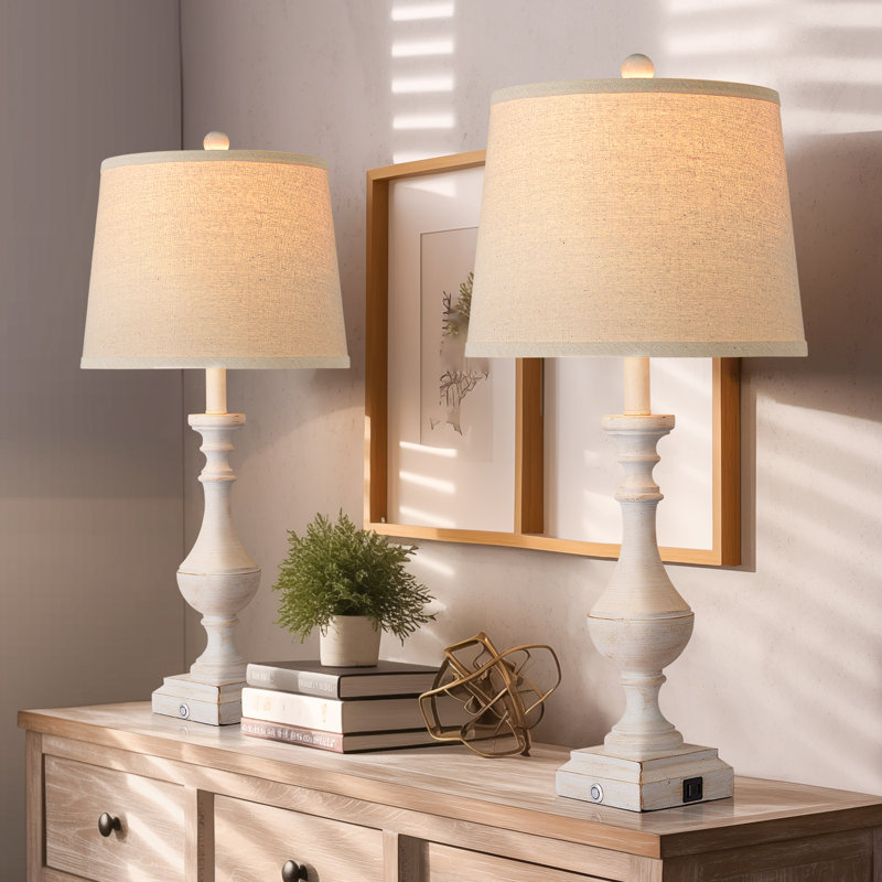 Lampes de table Dasteel 27,5 "Touch, Blanc antique